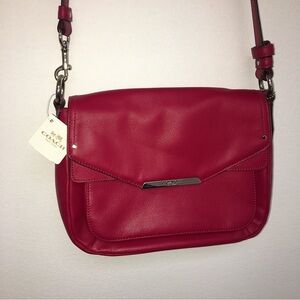 Coach Taylor Mini Flap Crossbody Berry Red Leather Purse